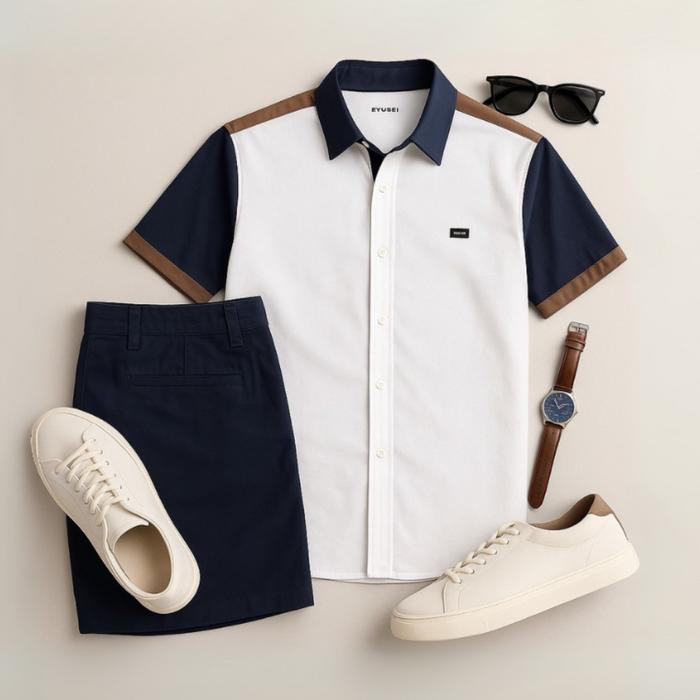 PREMIUM Ryusei Kemeja Kerah Reguler Lengan Pendek Kasagi CMB White PREMIUM