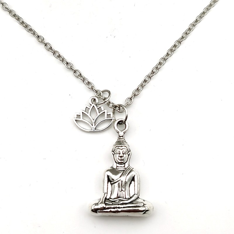2020 NEW Buddha necklace Lotus Flower necklace silver color Spiritualist Pendant Gift For Friend MEN