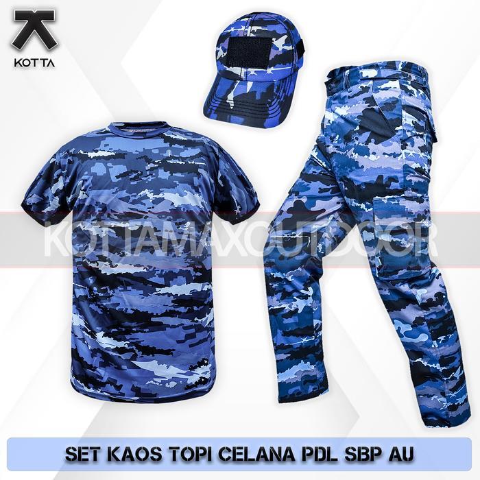 Setelan baju kaos dryfit topi celana PDL panjang cargo loreng SBP TNI AU - SET OD C PDL, M