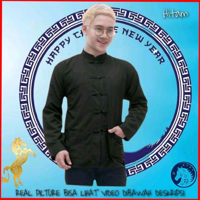 TM00923 Baju Cheongsam Atasan Imlek Pria Kemeja Tradisional Cina Jumbo LD 116 120 124 130 Qipao