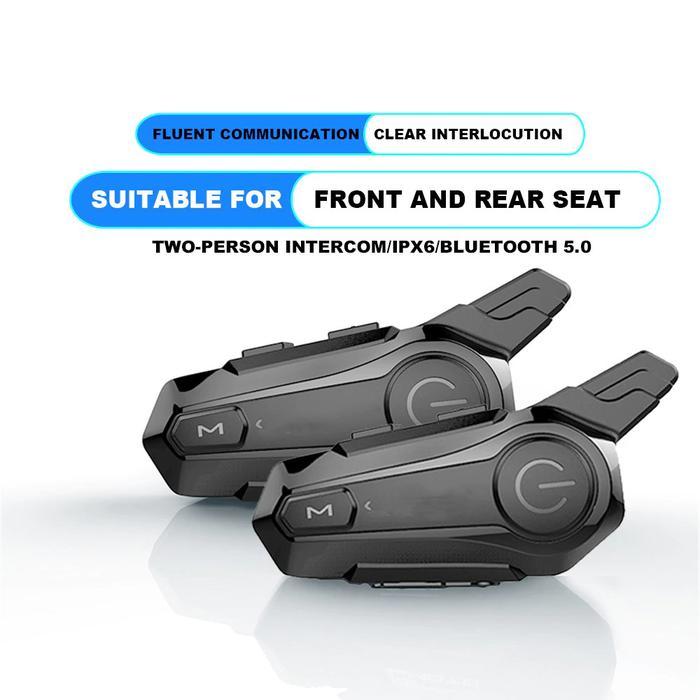 Intercom Helm Motor Bluetooth 5.0 Waterproof Intercom 2 Arah