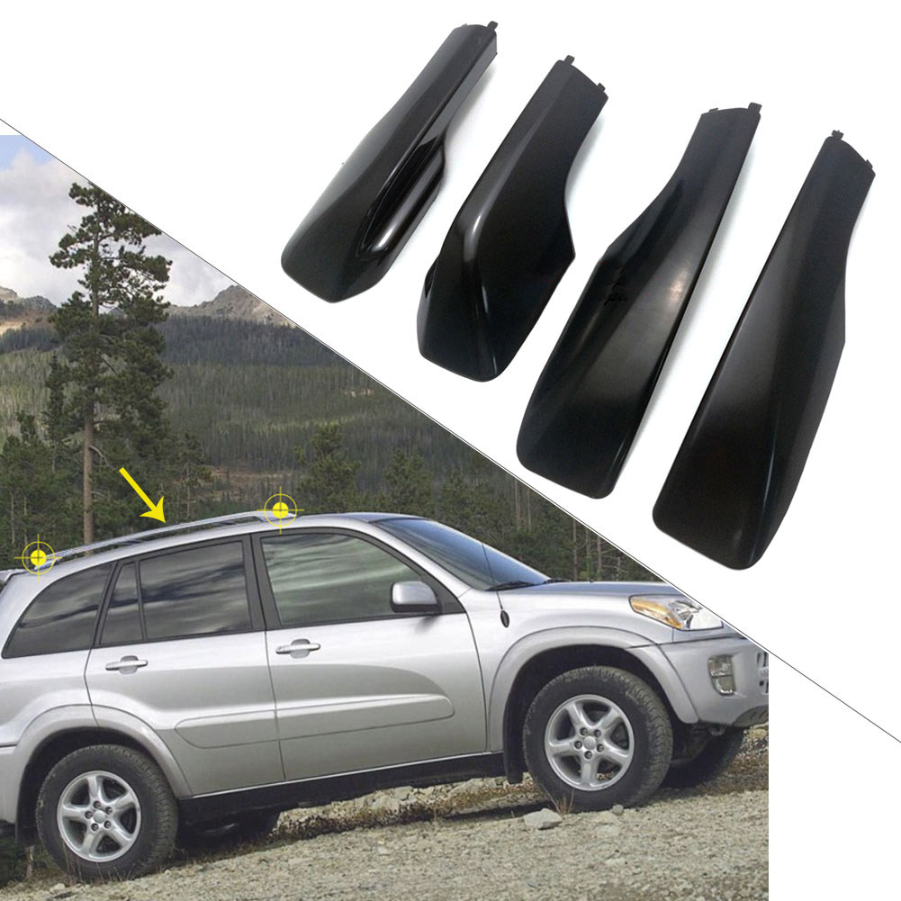 4PCS BLACK ROOF RACK RAIL END COVER SHELL REPLACEMENT FOR TOYOTA RAV4 2001 2002 2003 2004 2005 RAV 4