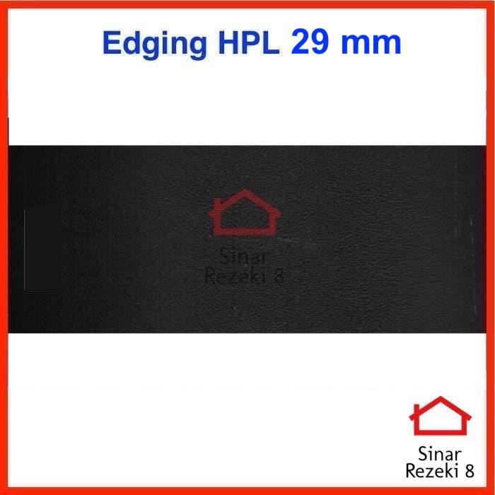 PROMO Edging HPL 29 mm HITAM / Tebal 2 mm Black Solid Pinggir Meja Solid taco PVC