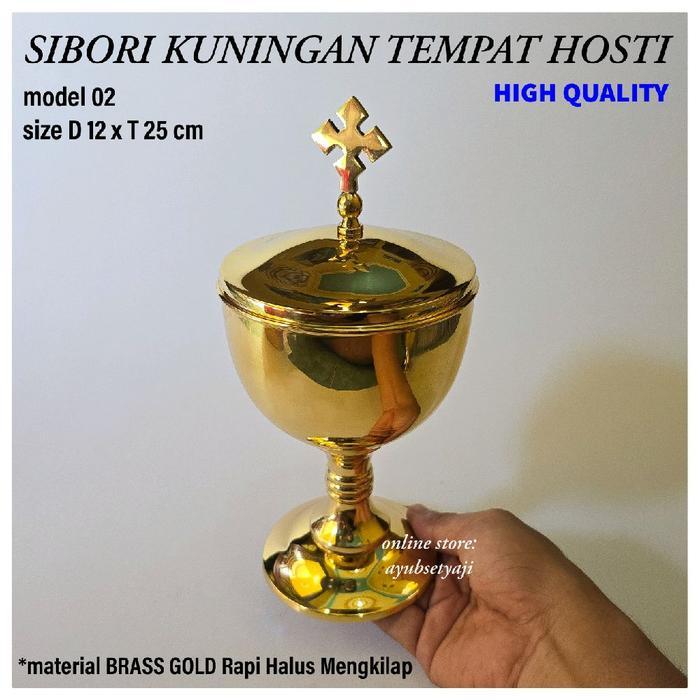 Sibori Kuningan 02 Besar BRASS antik Gelas Piala Sibori ritual Keagamaan Gereja Gelas Hosti wiruk