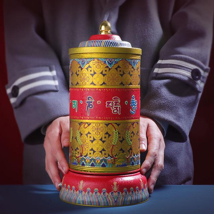 Six-character mantra electric prayer wheel, Green Tara, Medicine Buddha, Large Tibetan scripture
