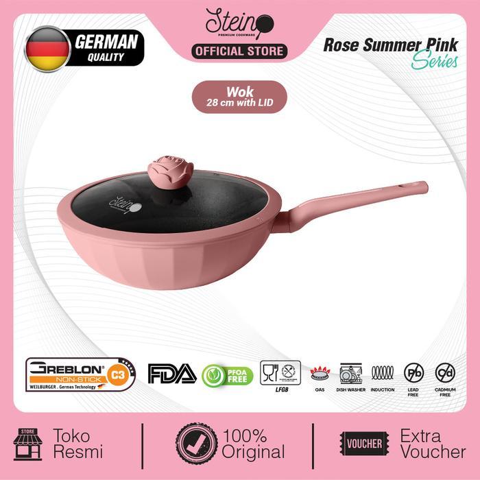 Bisa Gosend Steincookware Glamour Rose Series Wok Pan 28Cm Anti Lengket German
