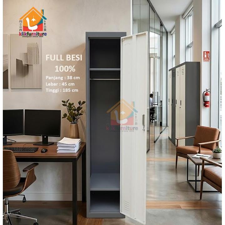 ` Loker Besi 1 Pintu LK001 Full Besi + Gantungan