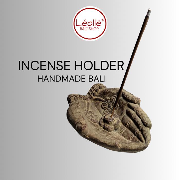 Leolle Bali Tempat Dupa Tangan Lotus Zen Wadah Dupa Stick Semen Handmade Bali Dekorasi Spiritual
