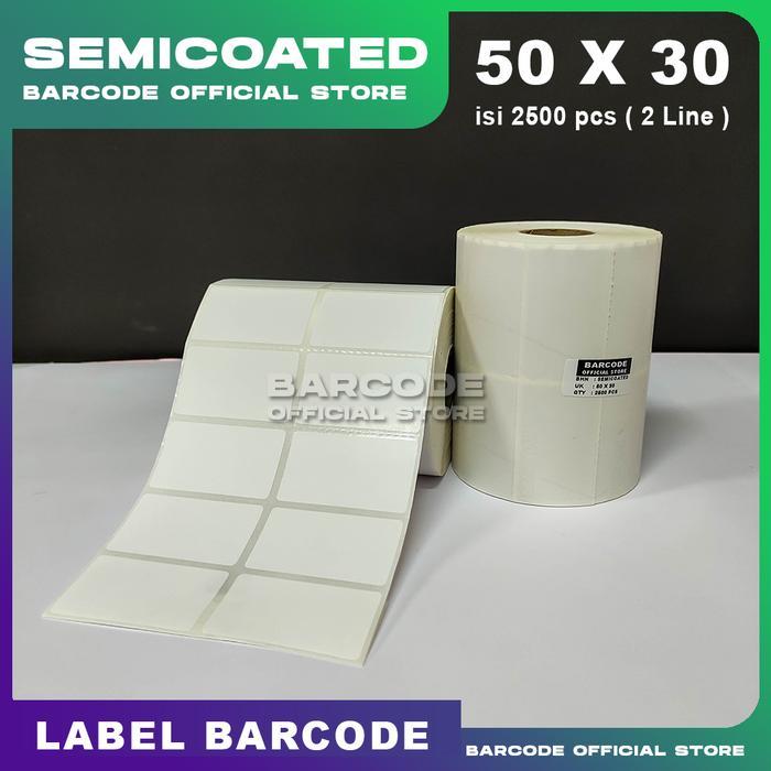 LABEL BARCODE 50 X 30 (2LINE) KERTAS STICKER LABEL SEMICOATED 50X30 MM