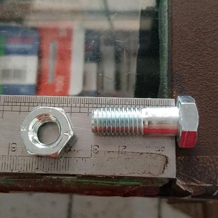 baut+mur+ plat galvanis ht ,m10x30, kunci 17