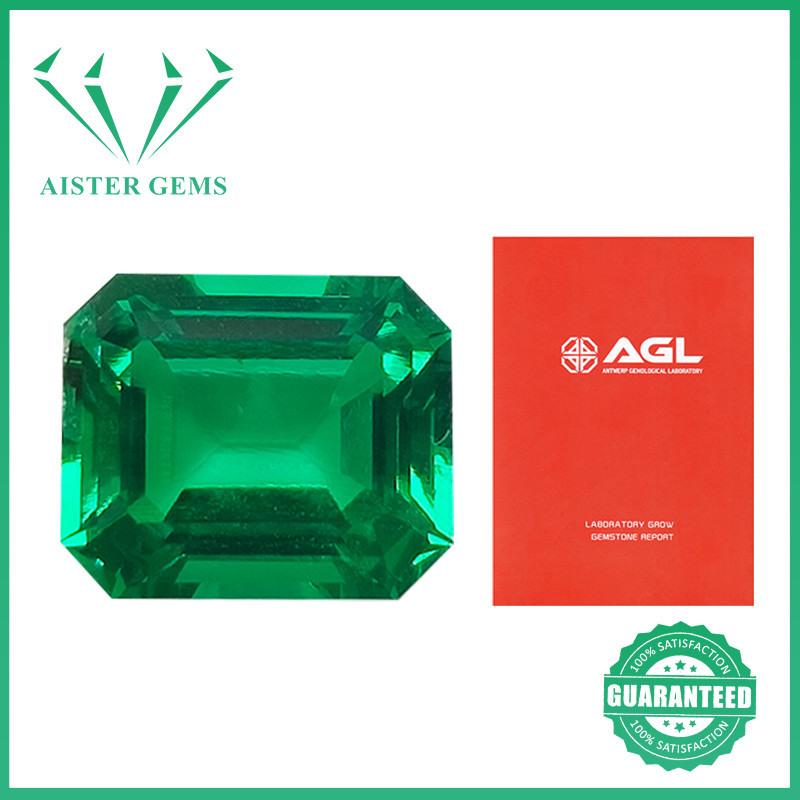 Top Hydrothermal Columbia Lab Grown Emerald Loose Gemstones Emerald Cut Diamond With AGL Certificate