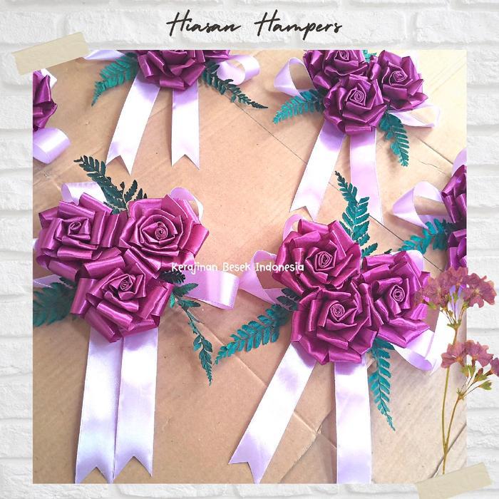 Hiasan bunga hantaran pernikahan siap tempel Hampers