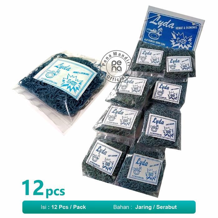 [12pcs] Gosok Jaring cuci piring Lyda - Lembar Isi 12 pcs Spons Busa