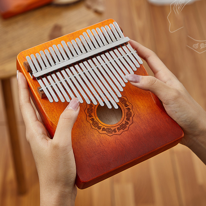 Hluru 21 Key 17 Keys Kalimba Japanese Maple Wood Kalimba with Sound Hole Mbira For Beginner Musical