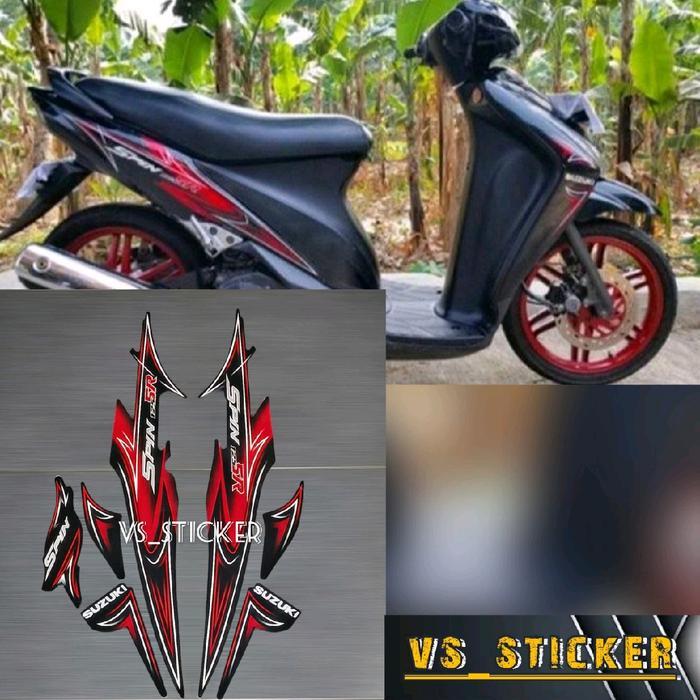 STRIPING STICKER LIST STANDART MOTOR SPIN SR 125 2007 2008 MERAH HITAM PUTIH BIRU Motorcycle
