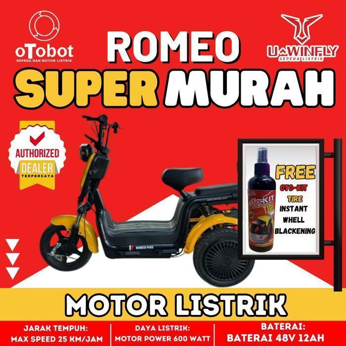 Murah Terlaris Sepeda Listrik Uwinfly Romeo New garansi resmi Elegan - hitam