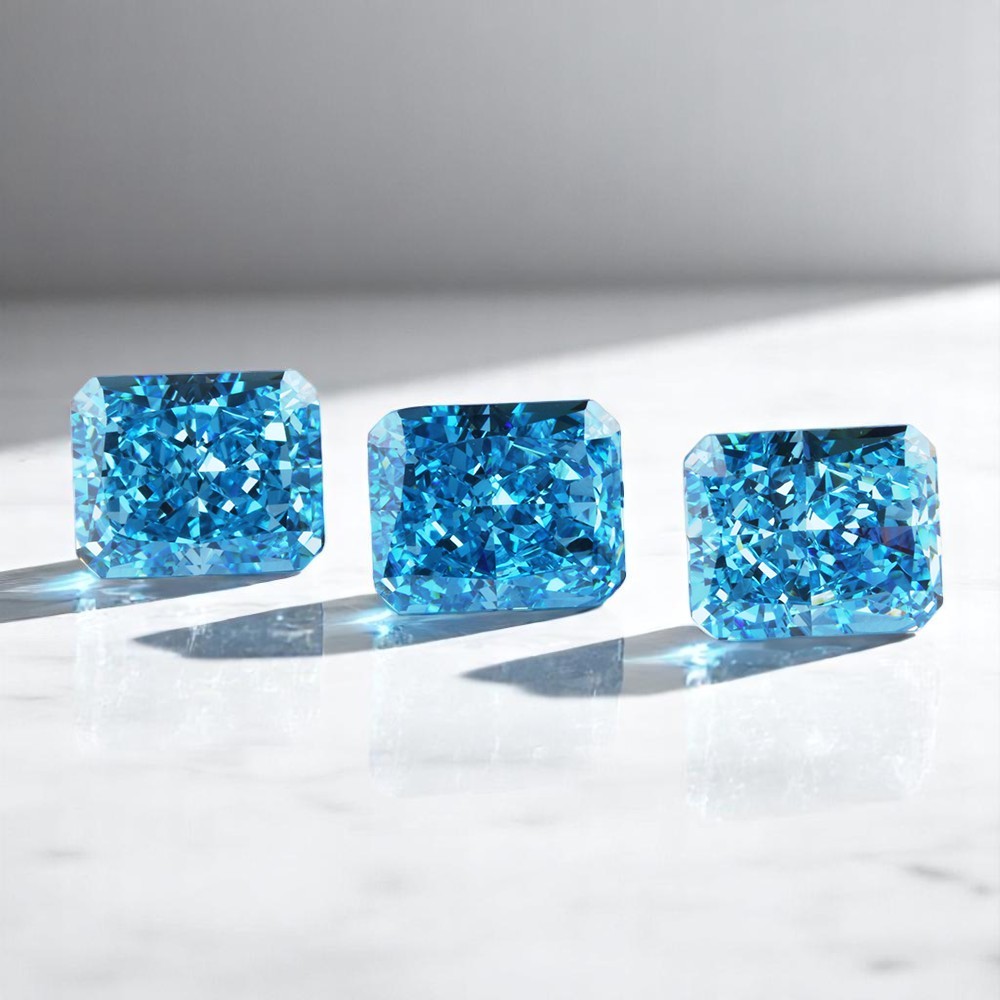 Cubic Zirconia Aquamarine Radiant Crushed Ice Cut Cubic Zirconia Gemstones Zircon CZ 4K Cutting 5A+