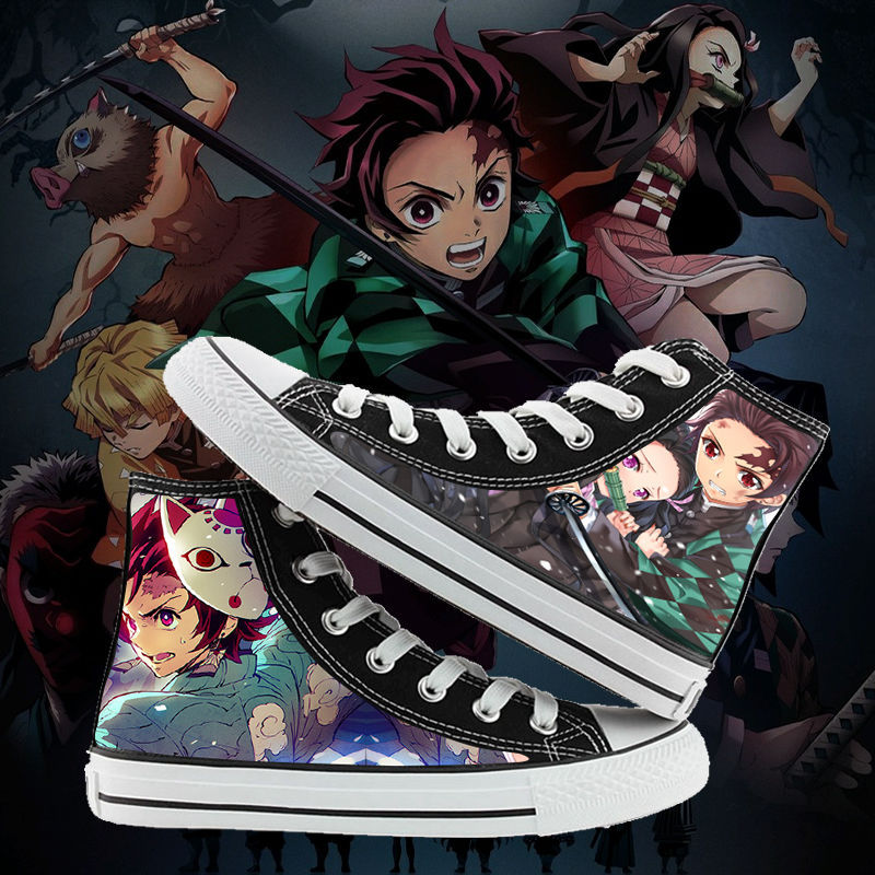 Demon Slayer Anime Canvas Shoes Casual Shoes High Top Sneaker Boys Girls Studebts Kawaii