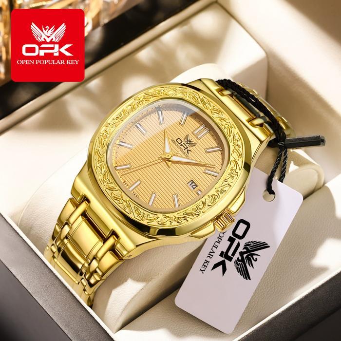 OPK JAM TANGAN PRIA ANTI AIR ORIGINAL COWOK EMAS LUMINOUS ELEGAN ANALOG WARNA BARU BISNIS KUARSA MEN