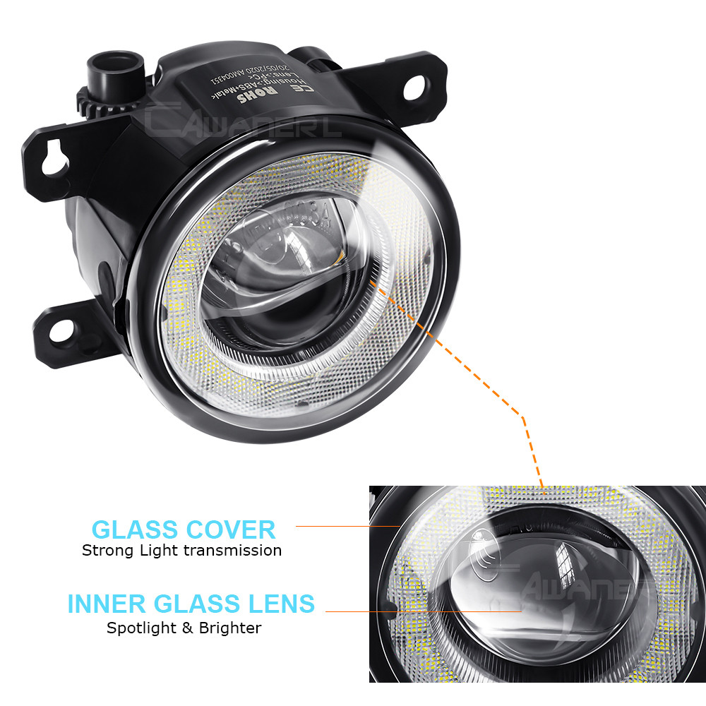 2 PIECES CAR H11 LED FOG LIGHT ANGEL EYE DAYTIME RUNNING LAMP DRL 30W FOR MITSUBISHI XPANDER 2017