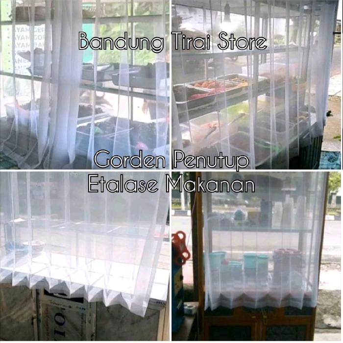 NEW Gorden Etalase Warung Makan Vitrase Gorden Putih Plisket Model Cantelan Lebar 2 Meter Tinggi 1