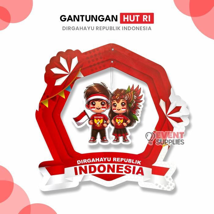 NEW Gantungan HUT RI Bingkai Segi 8 Hiasan Dekorasi Kemerdekaan Dirgahayu RI Diskon