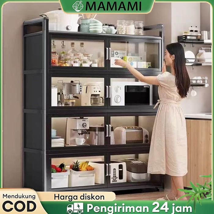 Rak Lemari Dapur Stainless Steel Lemari Dapur Serbaguna Lemari Rak Piring Tertutup Rak Oven