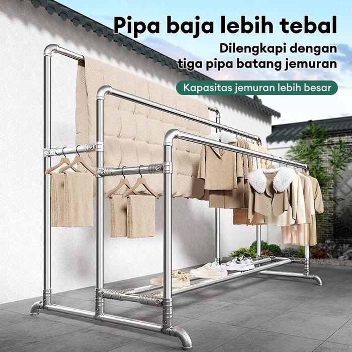 DISKON Jemuran Baju Stainless Jumbo Gantungan Baju Stainless Tebal Jemuran Besar Jemuran Baju