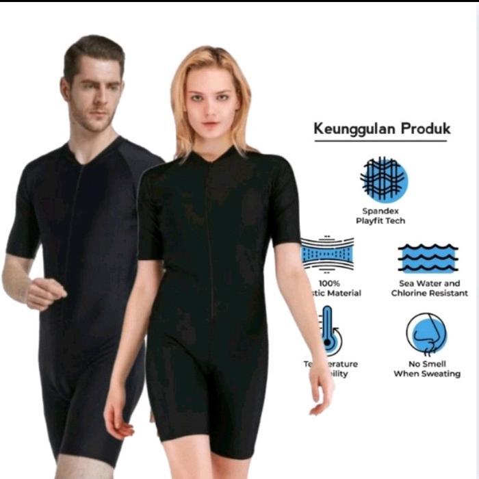 Speedo Cowfish - Baju Renang Pria & Baju Renang Wanita Uniseks ,Baju Renang Hitam Polos Black