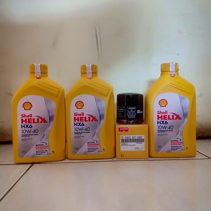 Paket Oli Shell HX6 10W-40 3 Liter + Filter Oli Avanza/ Xenia/ Rush