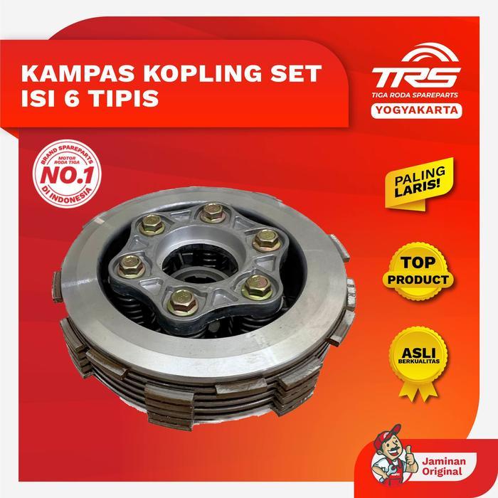 TRS Kampas Kopling Set Isi 6 Tipis Motor Roda Tiga Viar Tossa Pnp Tiger Megapro CB Spareparts