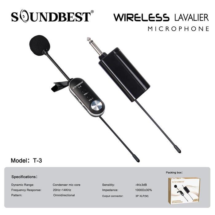 Mic Wireless Soundbest T3 T 3 1Mic Clip On Baterai Charger