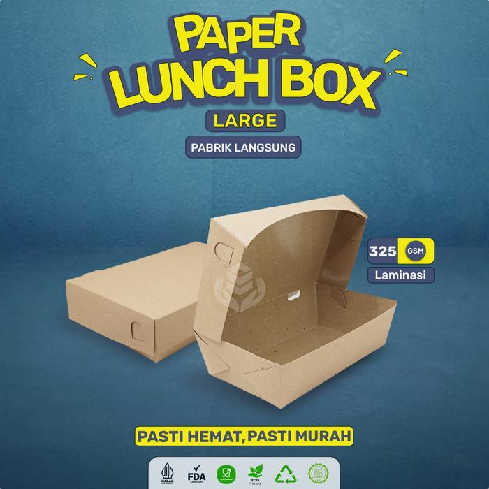 [50 Pcs] Paper Lunch Box Large Tebal 325 Gsm / Kotak Take Away / Lunch Box Paper L / Lb2K4 Diskon