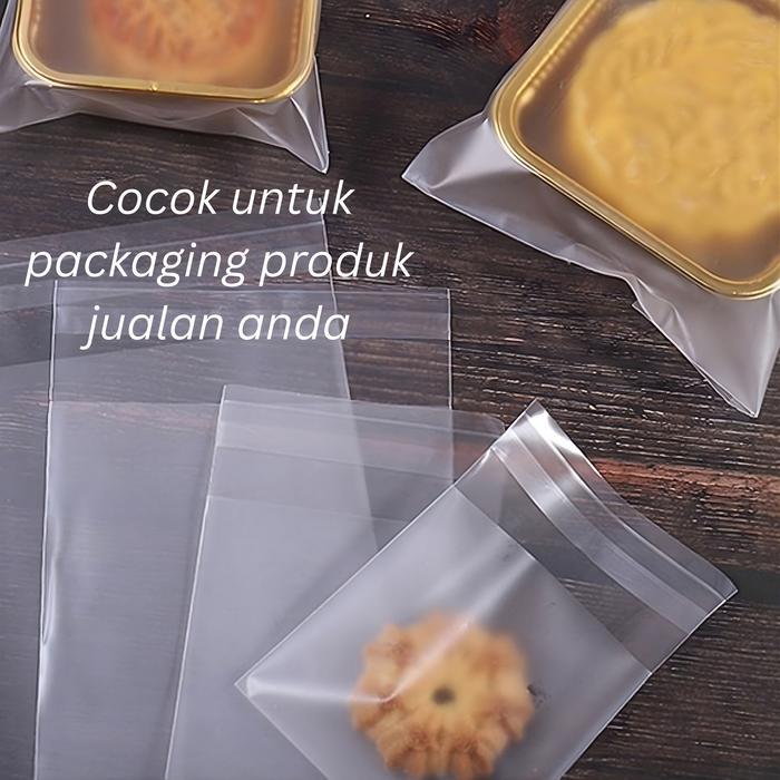 100 PCS PLASTIK OPP LEM DOFF 5.5X5.5 7X7 8X8 10X10 10X15 12X12 14X14 KANTONG KEMASAN KUE ROTI