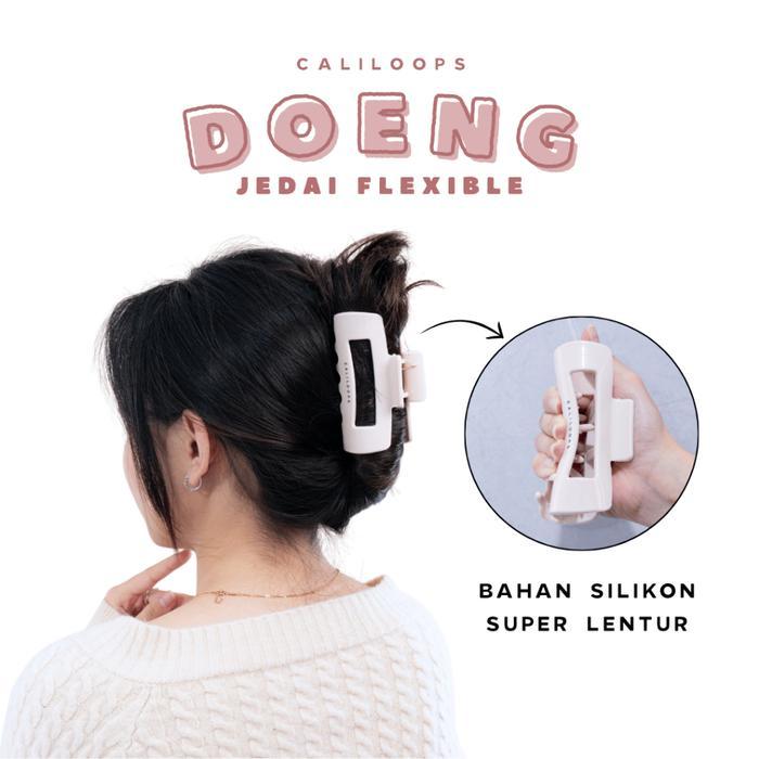 Caliloops Doeng Jepit Jedai Silikon Elastis Rambut Tebal Fleksibel Anti Patah Model Tabung Wanita