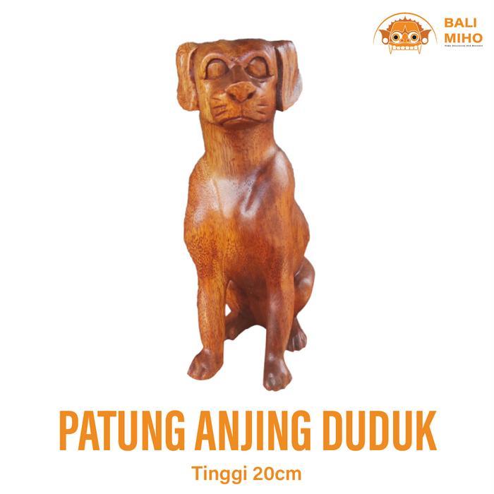 Patung Anjing Manis 20 cm - Patung Anjing - Pajangan Kayu - Dekorasi