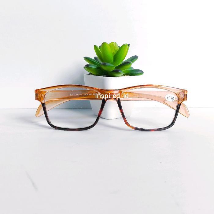 Kacamata Baca Pria Wanita Frame Coklat Transparan Full Lensa Baca Desain Full Rim Ukuran +1.00 sd