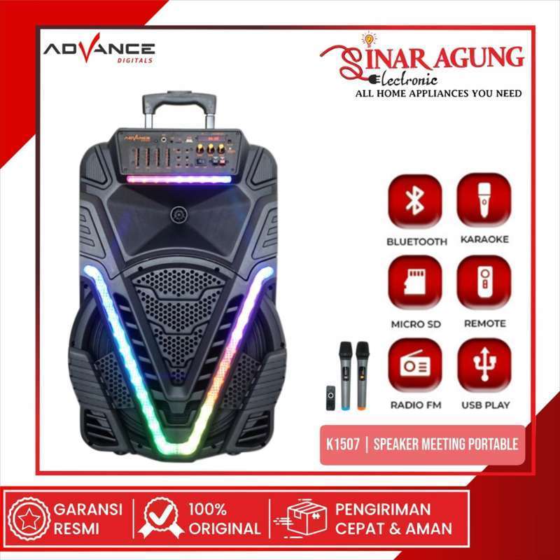 ADVANCE K1507 SPEAKER MEETING BLUETOOTH PORTABLE 15 INCH - GARANSI