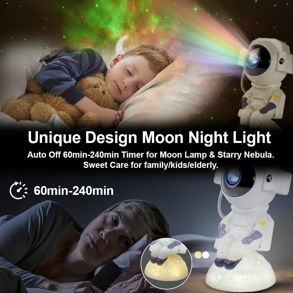 . Astronaut Moon Starry Sky Projector Atmosphere Night Light Usb -