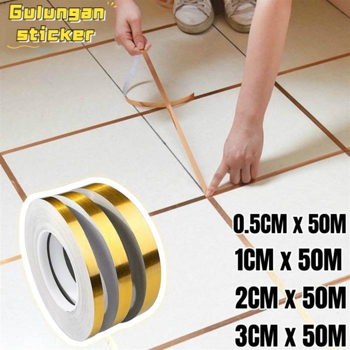 Stiker Pembatas Gulungan 50M/Stiker Lantai Dekorasi Rumah/Gulungan Stiker Penghalang Celah Lantai