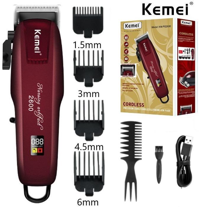 DISKON PG Alat Cukur Rambut Kemei KM PG 2600 Hair Clipper LCD Cukuran PG2600