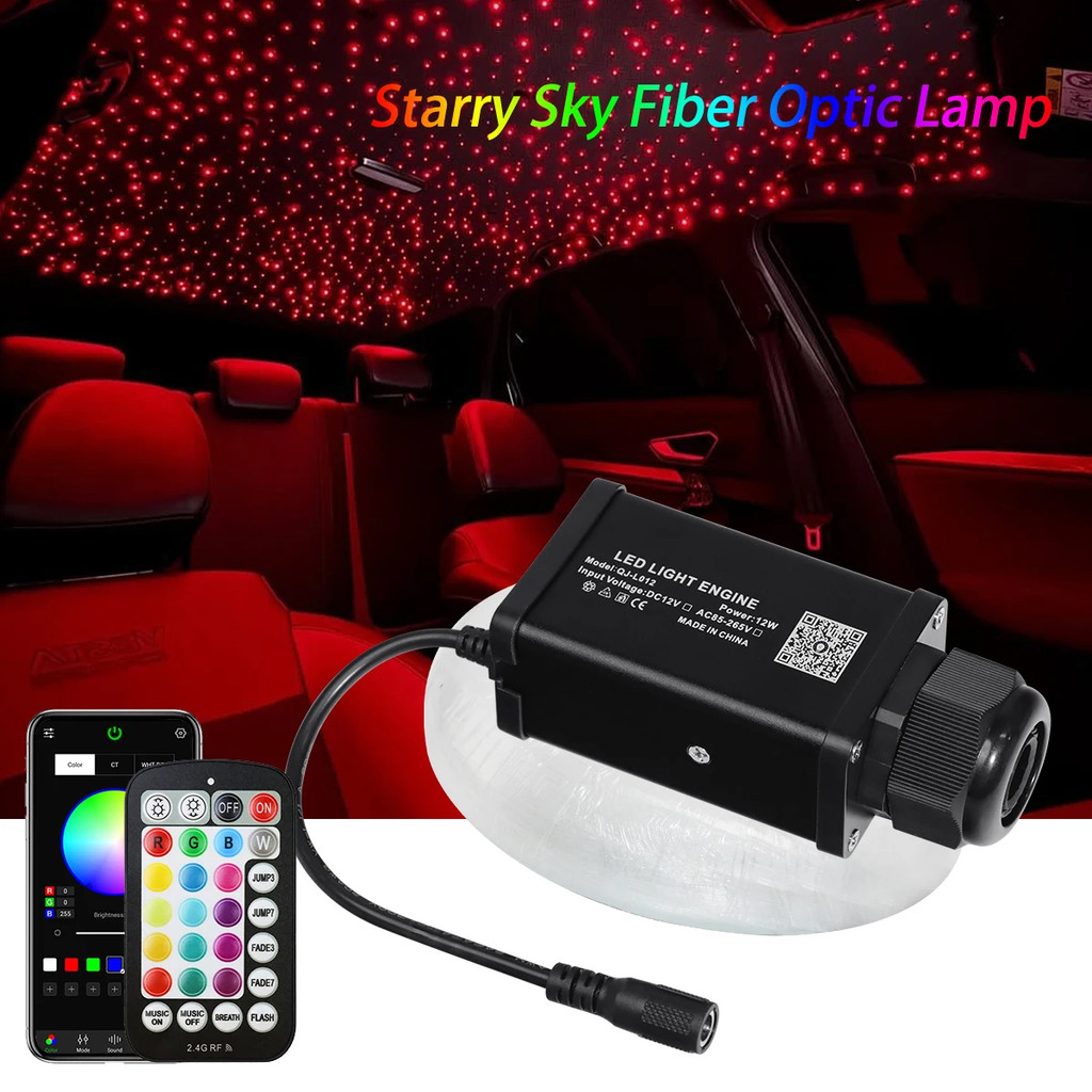 Kit Lampu Plafon Bintang Serat Optik DC12V dengan Kontrol Aplikasi Pintar, Mesin LED, Mobil, Langit 