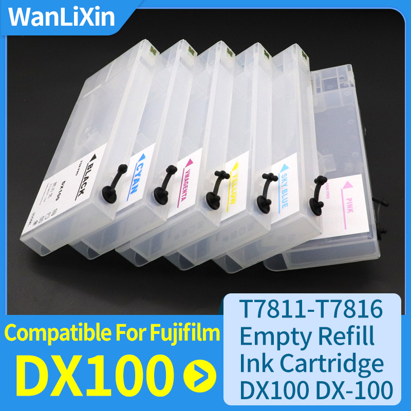 6pcs DX100 Refill Ink Cartridge T7811 T7816 Empty refillable ink cartridge with chip for Fujifilm