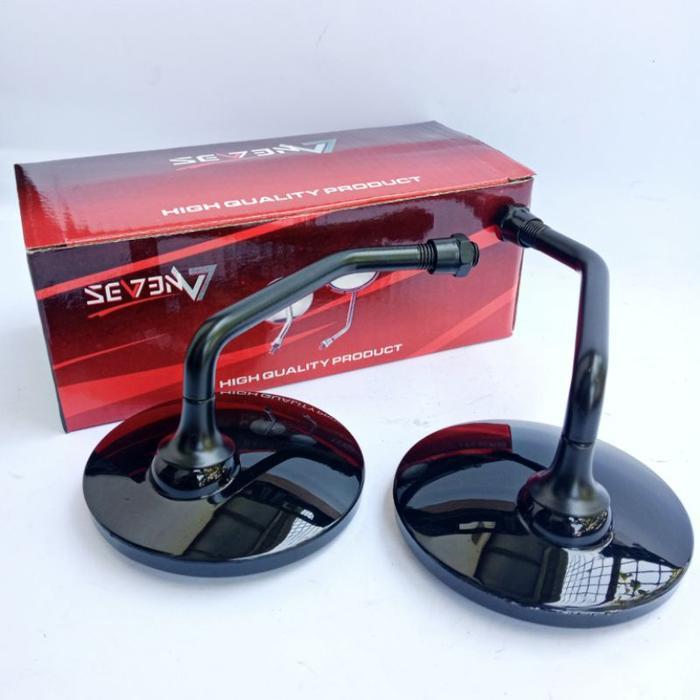 SPION BULAT HITAM KACA CEMBUNG RETRO CLASSIC KACA CEMBUNG DRAT HONDA