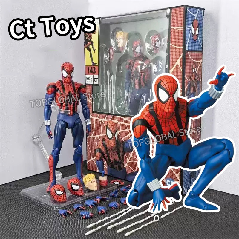 New CT Toys Spiderman Figure Mafex 185 Miles Morales 2099 Classic Costume Spider-Man Action Figure