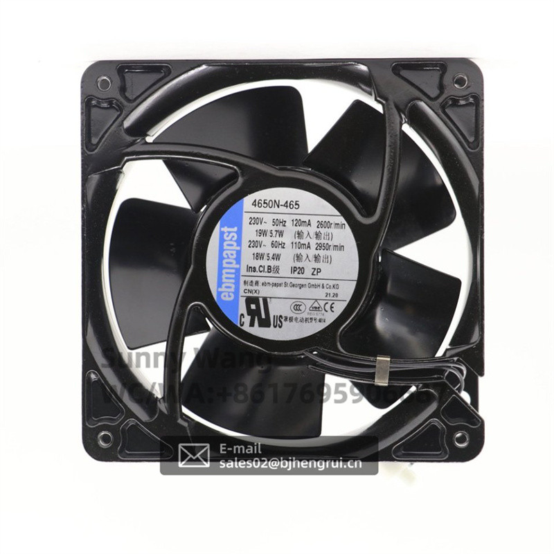 ebmpapst 4650N-465 230V 18W 12038 AC 12cm 94.2CFM Cabinet Chassis Sleeve Bearing Metal Axial Cooling