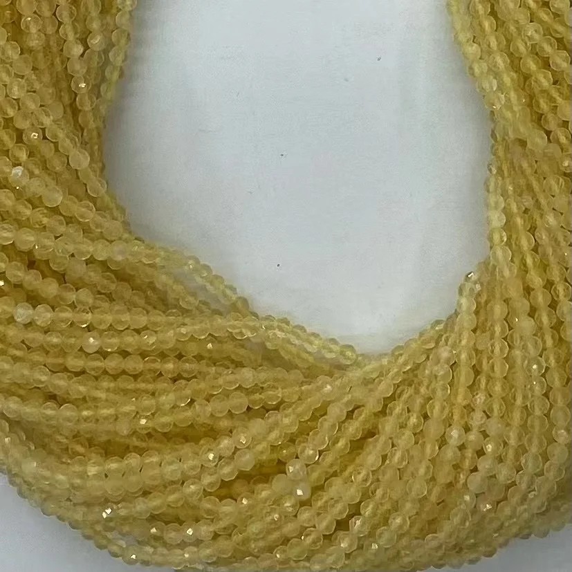 Natural Yellow Citrine Facted Loose Bead Jewelry Making DIY Bracelet Necklace 38cm Accessories
