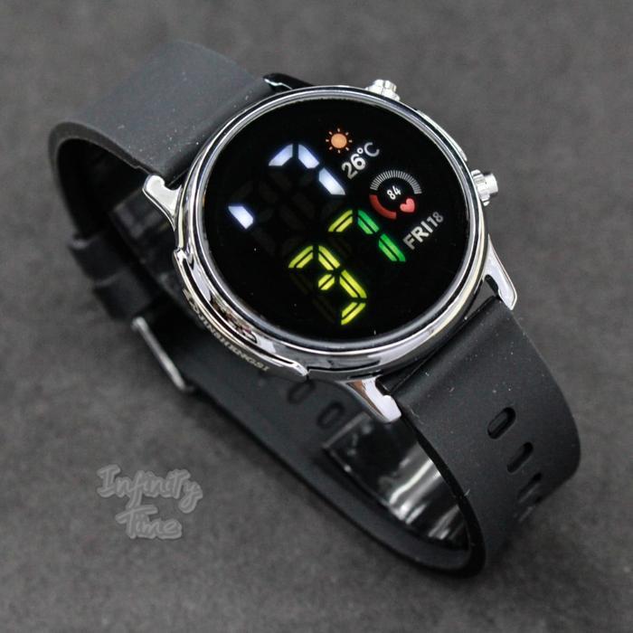 Jam Tangan LED Watch JSS-3672 Bulat Digital Strap Rubber