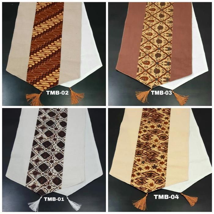 ZIRA Taplak Meja panjang Batik, Taplak Meja Dua Lapis Tenun Batik
