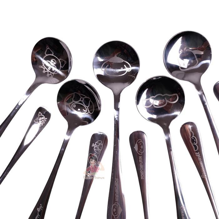 Promo Sendok Set Garpu Sumpit Alat Makan Stainless Sanrioo Grafir Labubu Model Korea Original